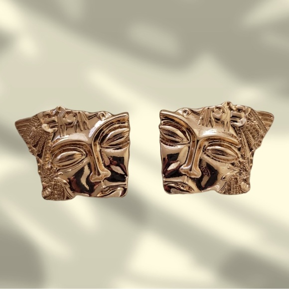 Gold Buddha Stud Earrings - Picture 1 of 4